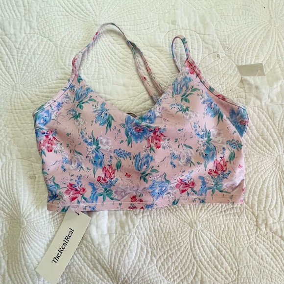 LoveShackFancy x Bandier Pink and Blue Floral Sports bra Apparel - Picture 2 of 5
